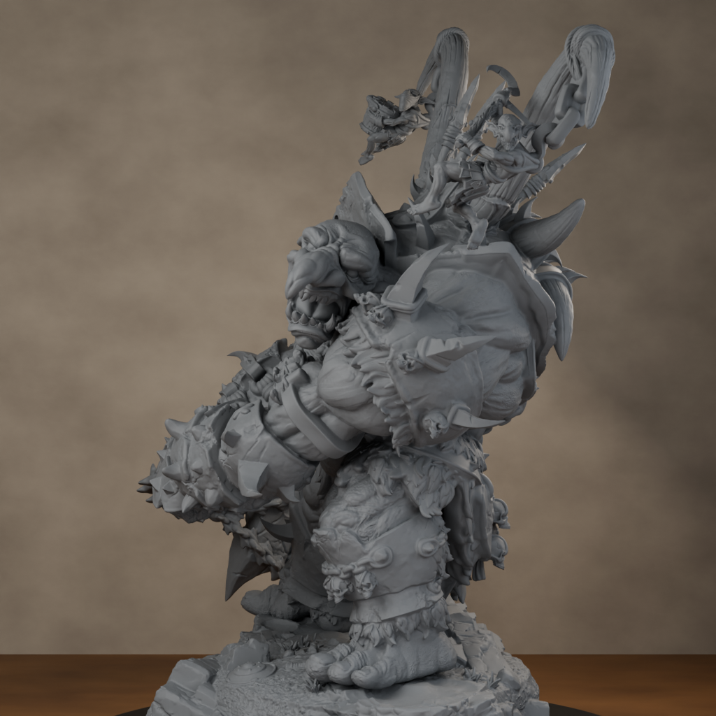 Ard One Stompa Pose 01 Nogore - unpainted resin miniature digital render - detail base