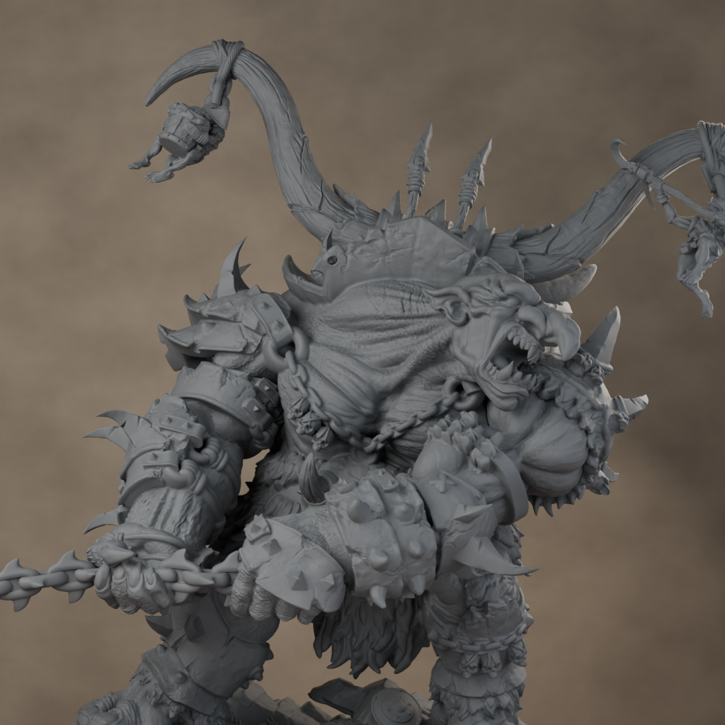 Ard One Stompa Pose 01 Nogore - unpainted resin miniature digital render - detail weapon