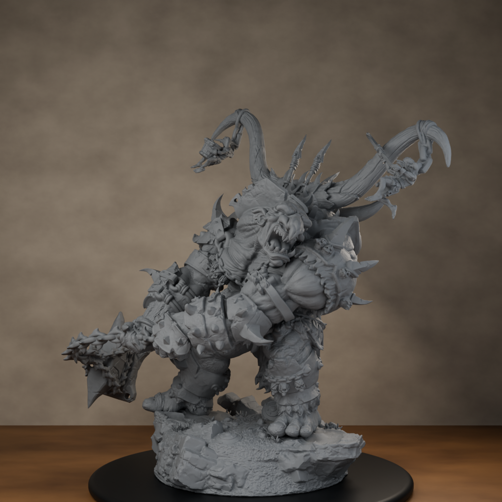 Ard One Stompa Pose 01 Nogore - unpainted resin miniature digital render - low angle