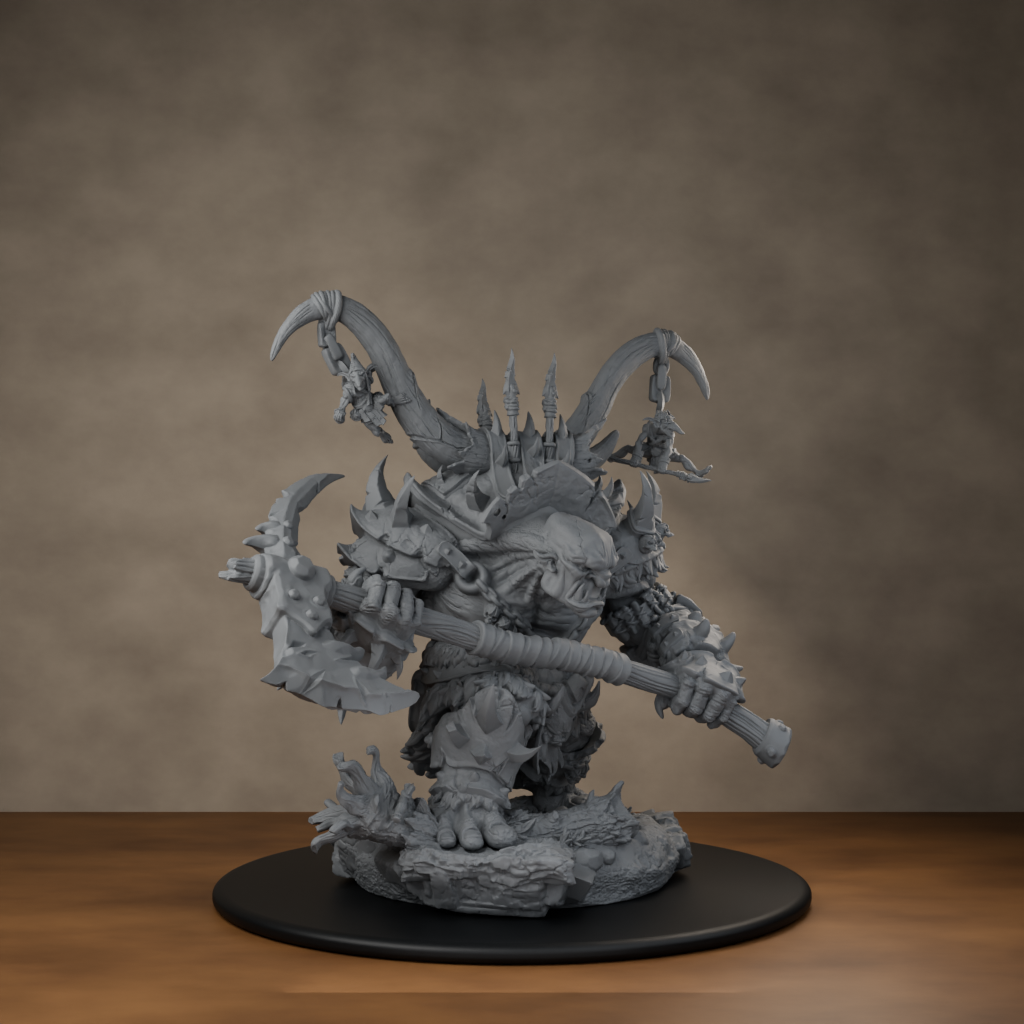 Ard One Stompa Pose 02 Gore - unpainted resin miniature digital render - front right 3q