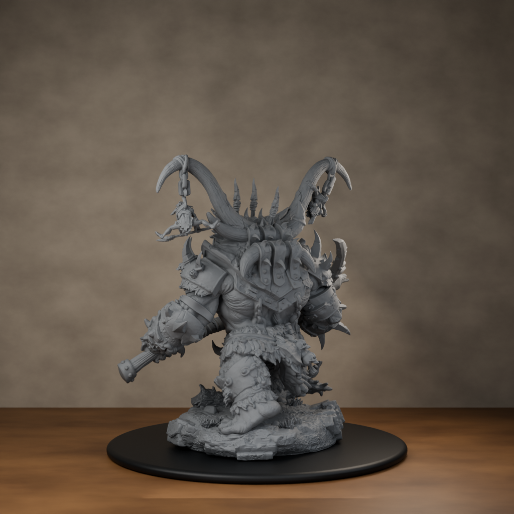 Ard One Stompa Pose 02 Nogore - unpainted resin miniature digital render - back left 3q