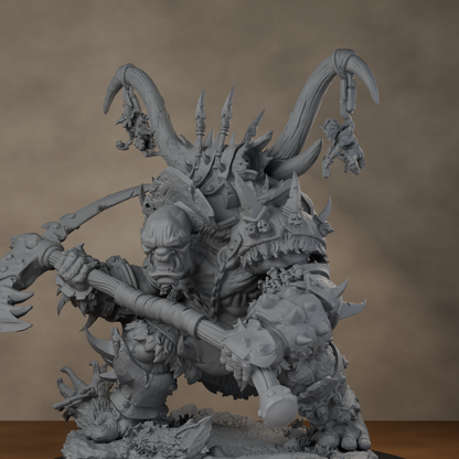 Ard One Stompa Pose 02 Nogore - unpainted resin miniature digital render - detail base