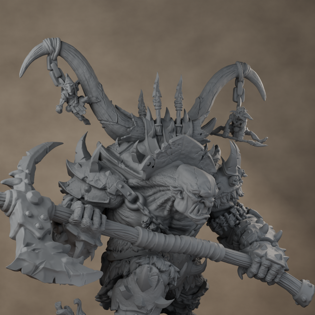 Ard One Stompa Pose 02 Nogore - unpainted resin miniature digital render - detail weapon