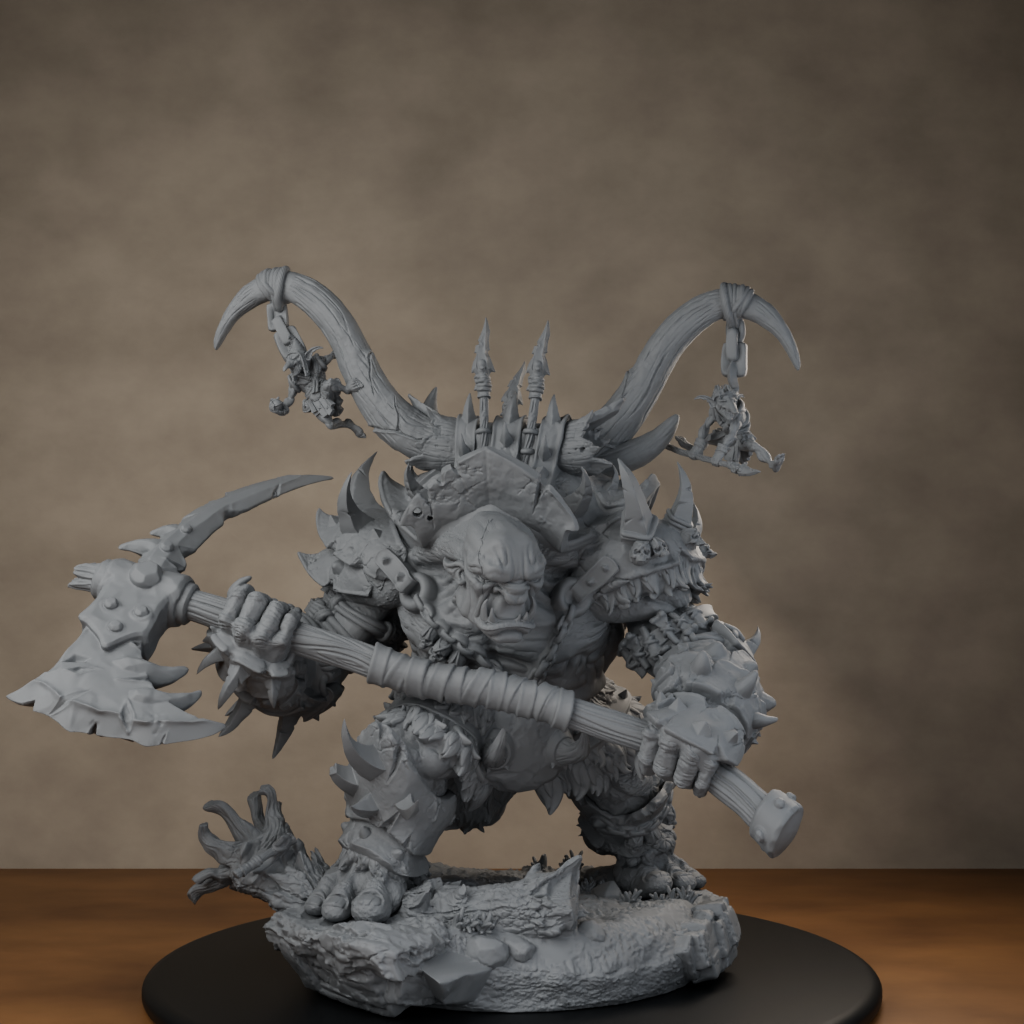 Ard One Stompa Pose 02 Nogore - unpainted resin miniature digital render - low angle