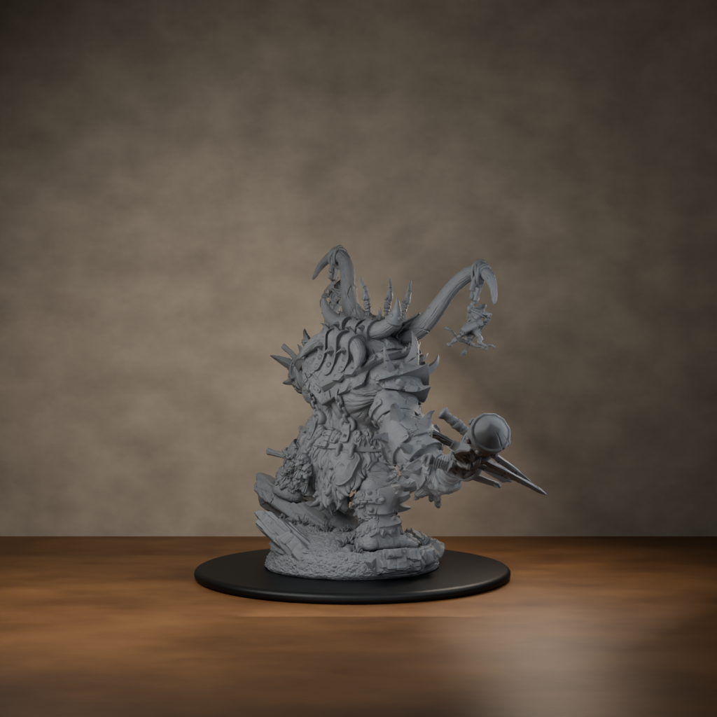 Ard One Stompa Pose 03 Gore - unpainted resin miniature digital render - back right 3q