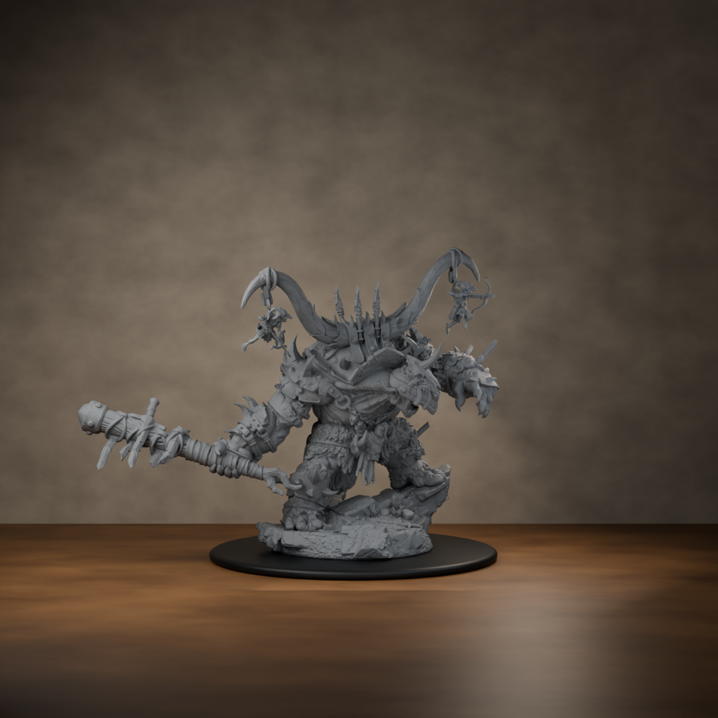 Ard One Stompa Pose 03 Gore - unpainted resin miniature digital render - front right 3q