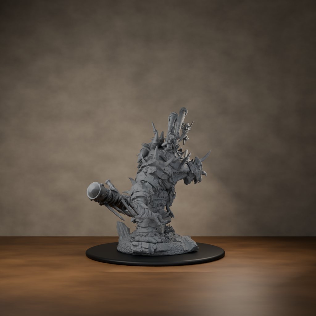 Ard One Stompa Pose 03 Gore - unpainted resin miniature digital render - side right
