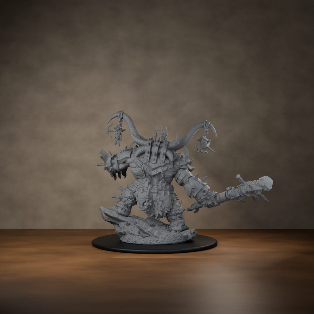 Ard One Stompa Pose 03 Nogore - unpainted resin miniature digital render - back