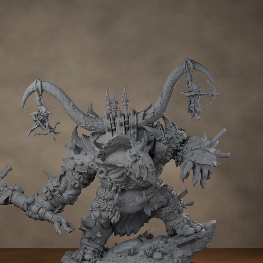 Ard One Stompa Pose 03 Nogore - unpainted resin miniature digital render - detail upper