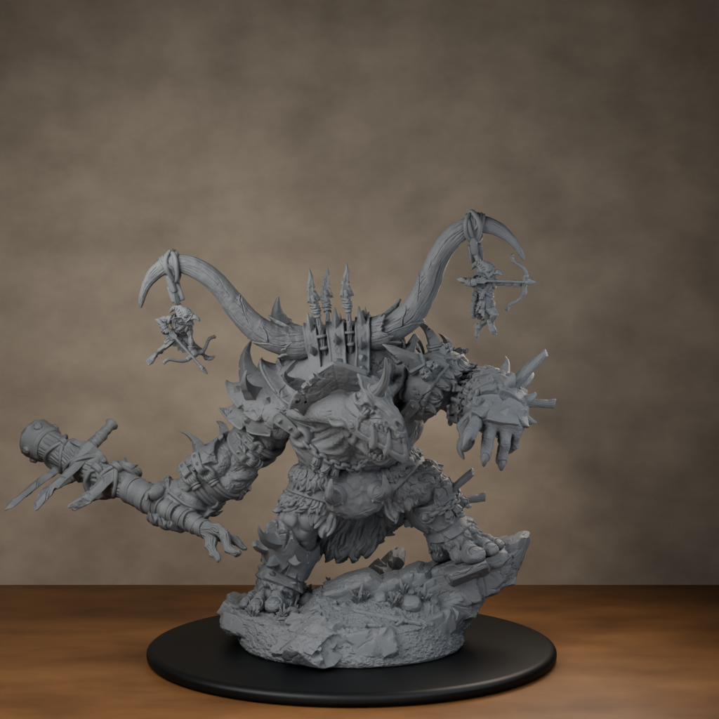 Ard One Stompa Pose 03 Nogore - unpainted resin miniature digital render - high angle