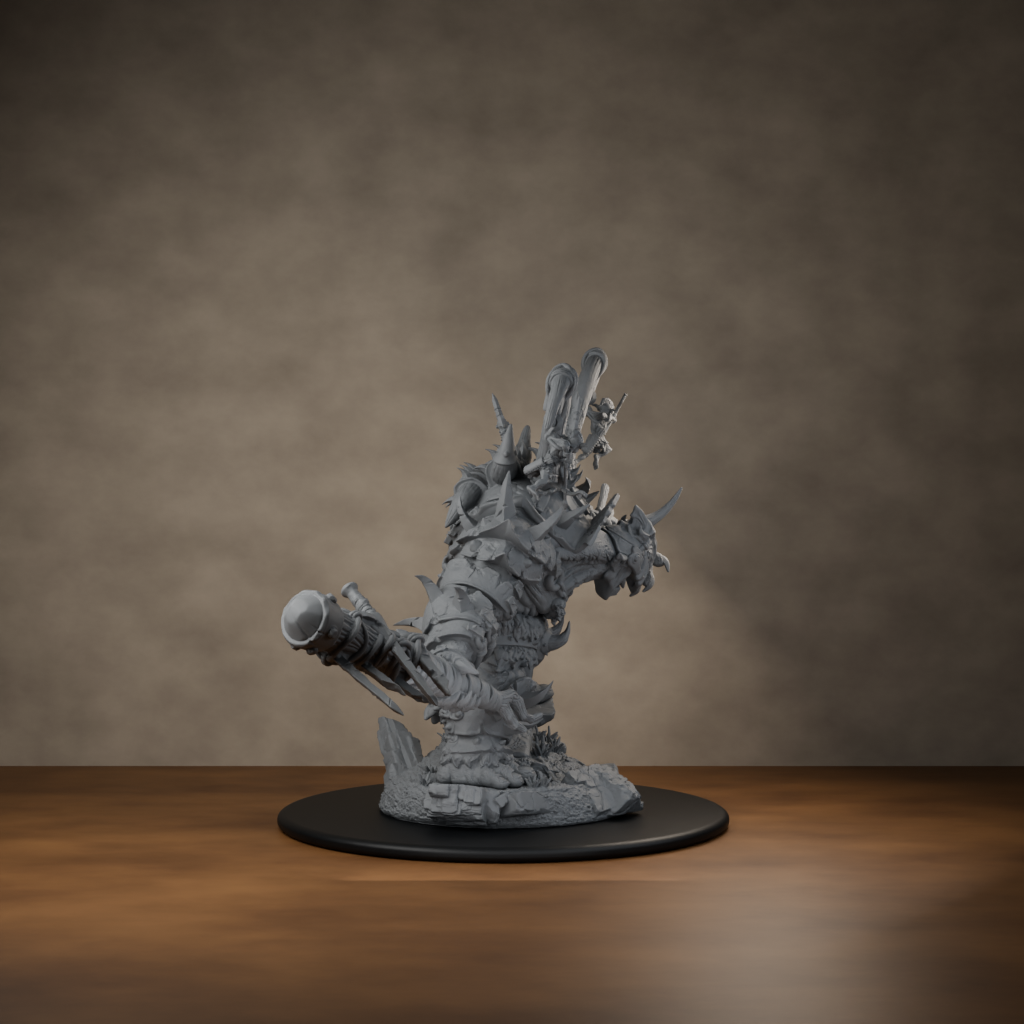 Ard One Stompa Pose 03 Nogore - unpainted resin miniature digital render - side right