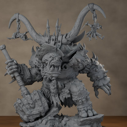 Ard One Stompa Pose 04 Gore - unpainted resin miniature digital render - detail base