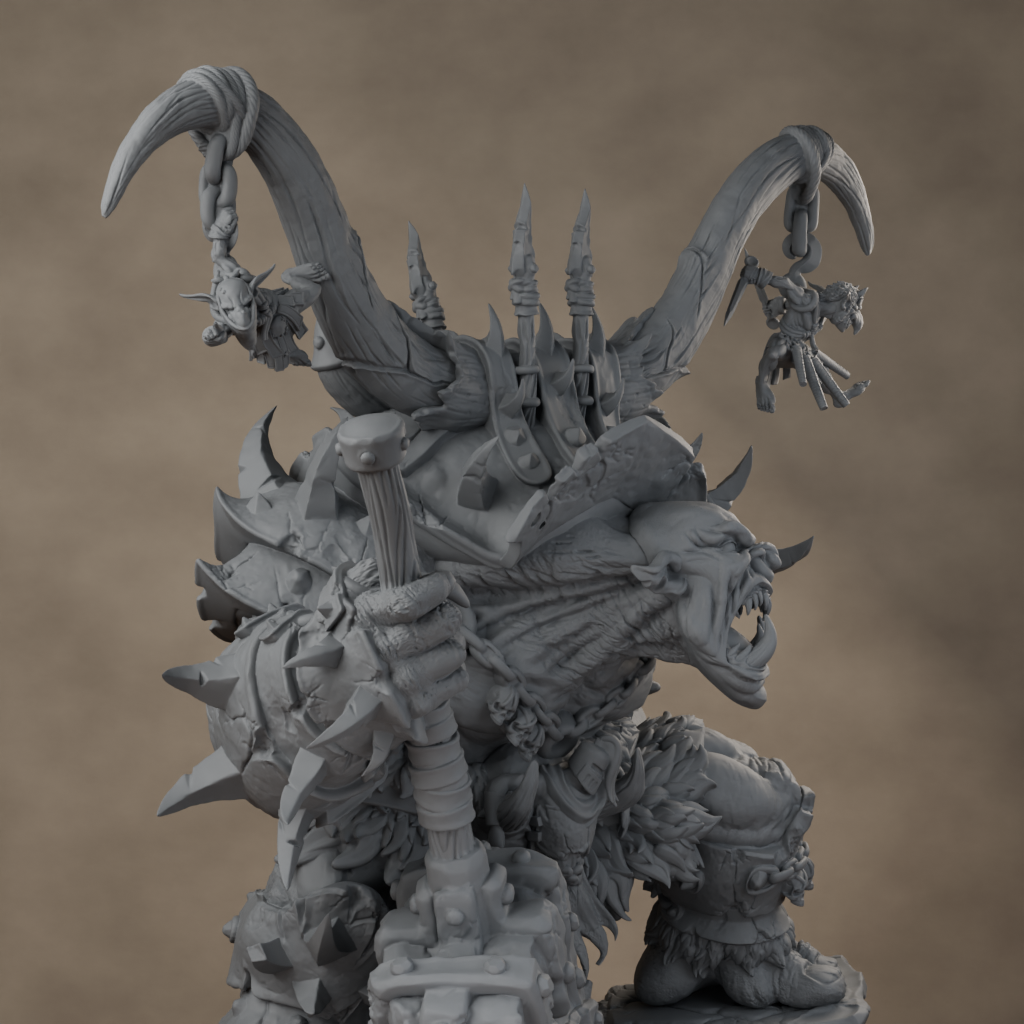 Ard One Stompa Pose 04 Gore - unpainted resin miniature digital render - detail weapon