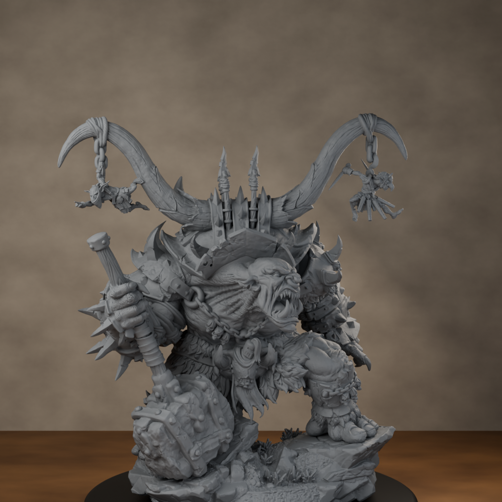 Ard One Stompa Pose 04 Gore - unpainted resin miniature digital render - high angle