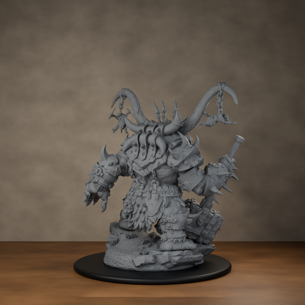 Ard One Stompa Pose 04 Nogore - unpainted resin miniature digital render - back right 3q