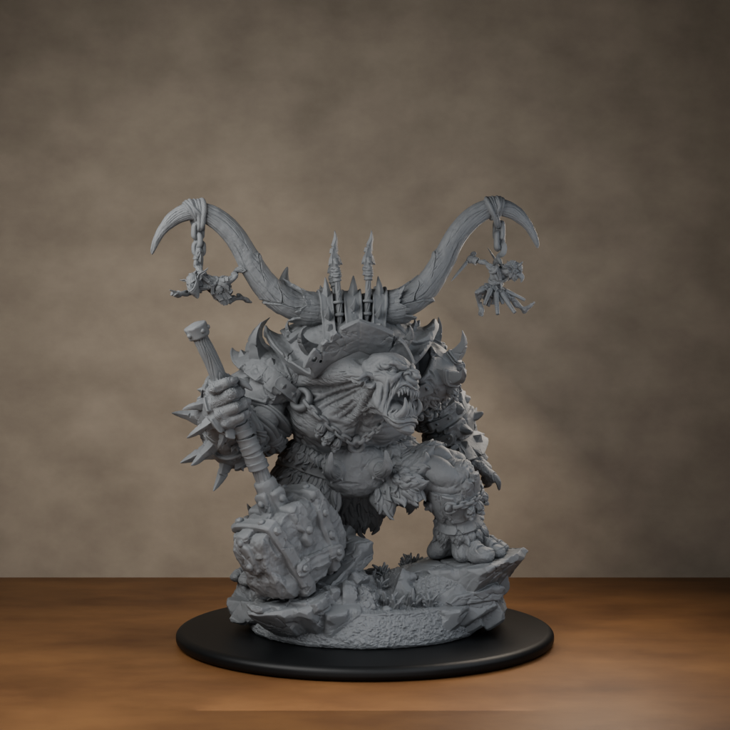Ard One Stompa Pose 04 Nogore - unpainted resin miniature digital render - scale on wheel