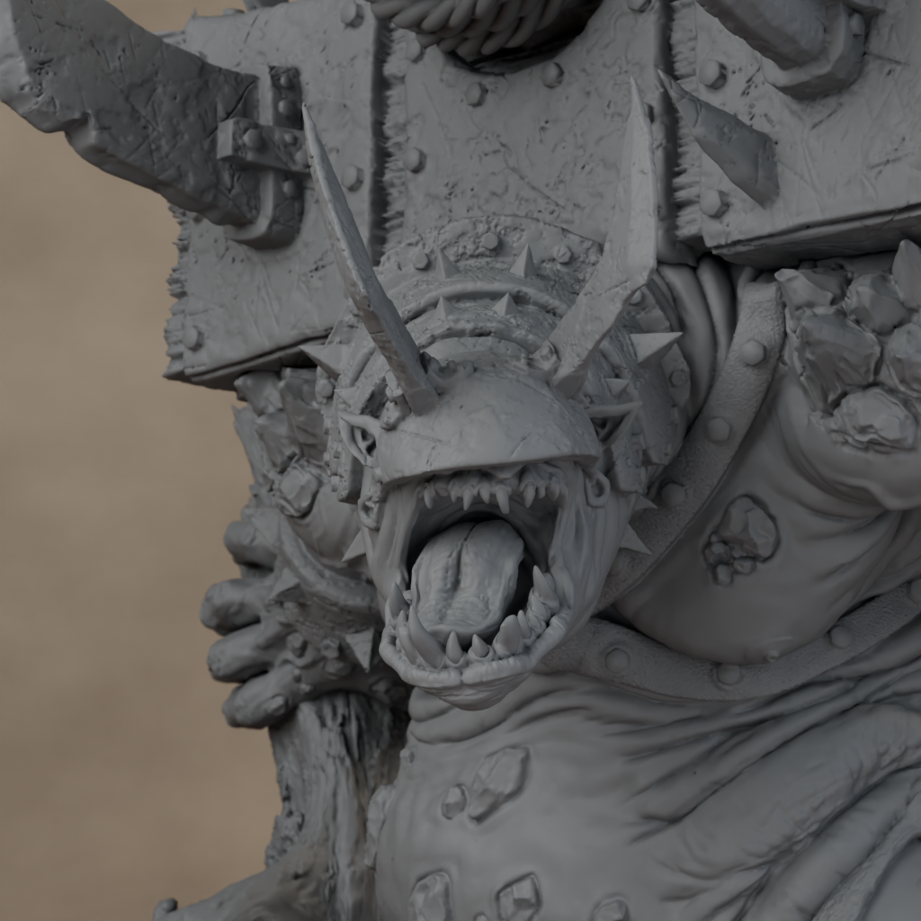 Big'un Flinga - unpainted resin miniature digital render - detail upper