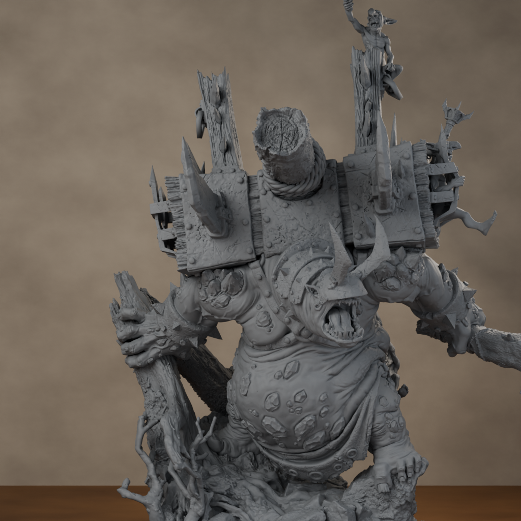 Big'un Flinga - unpainted resin miniature digital render - detail weapon