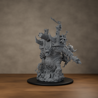 Big'un Flinga - unpainted resin miniature digital render - scale on wheel