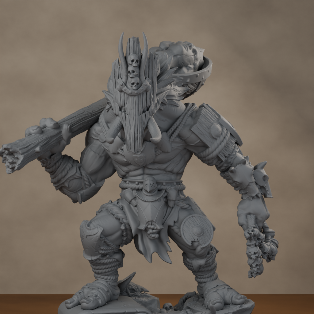 Blackspring Troll Pose 01 - unpainted resin miniature digital render - detail upper