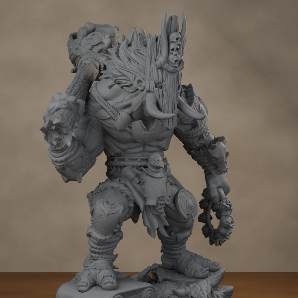 Blackspring Troll Pose 01 - unpainted resin miniature digital render - detail weapon