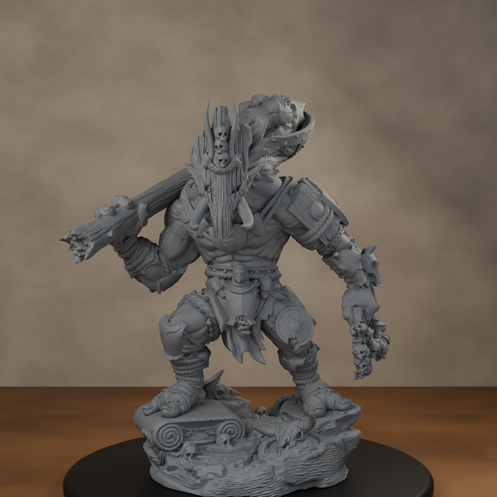 Blackspring Troll Pose 01 - unpainted resin miniature digital render - high angle
