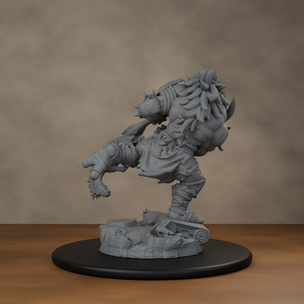 Blackspring Troll Pose 02 - unpainted resin miniature digital render - back right 3q