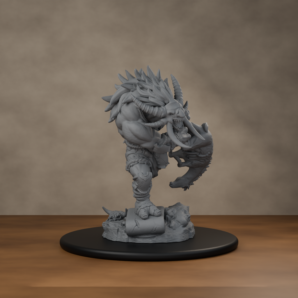 Blackspring Troll Pose 02 - unpainted resin miniature digital render - front right 3q
