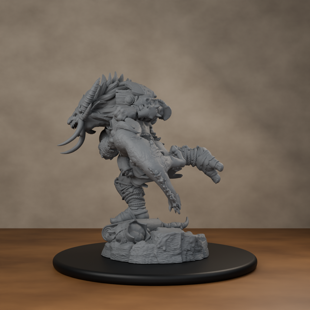 Blackspring Troll Pose 02 - unpainted resin miniature digital render - side left