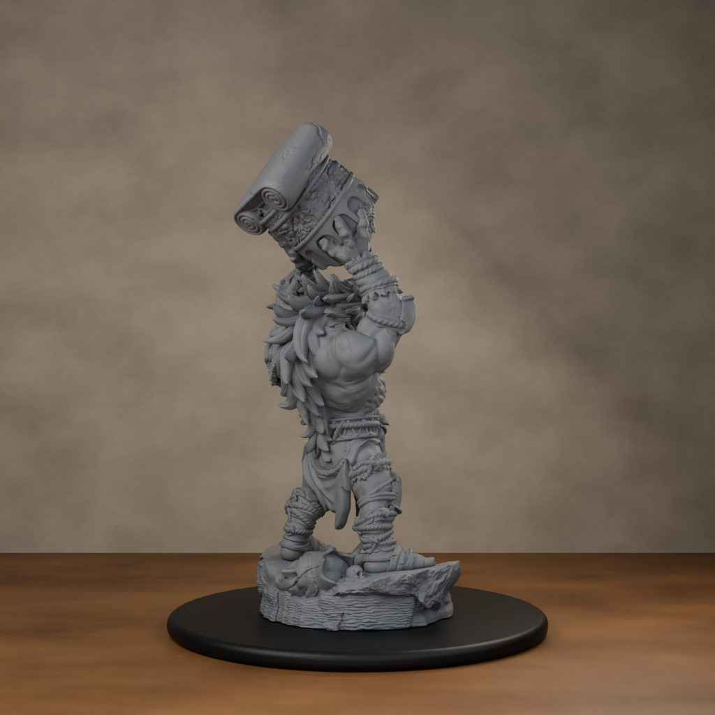 Blackspring Troll Pose 04 - unpainted resin miniature digital render - back right 3q