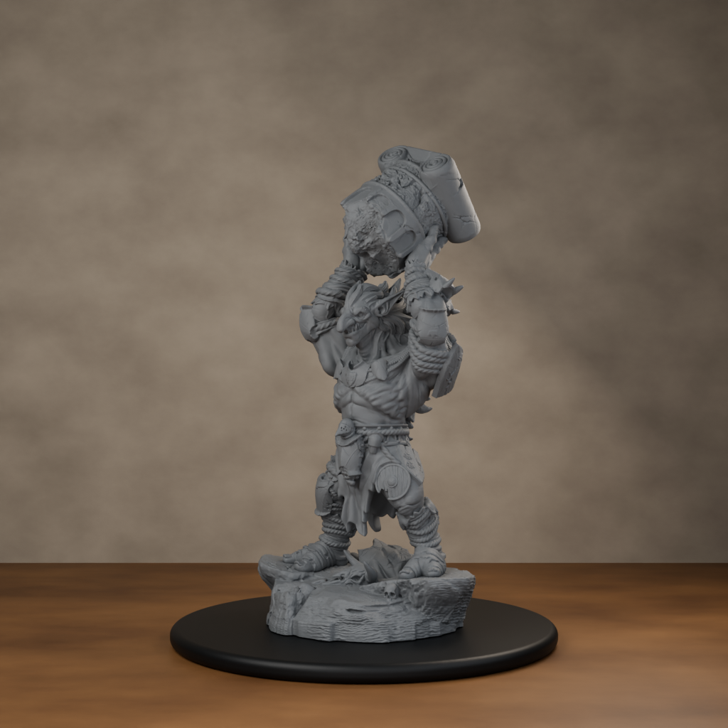 Blackspring Troll Pose 04 - unpainted resin miniature digital render - front left 3q