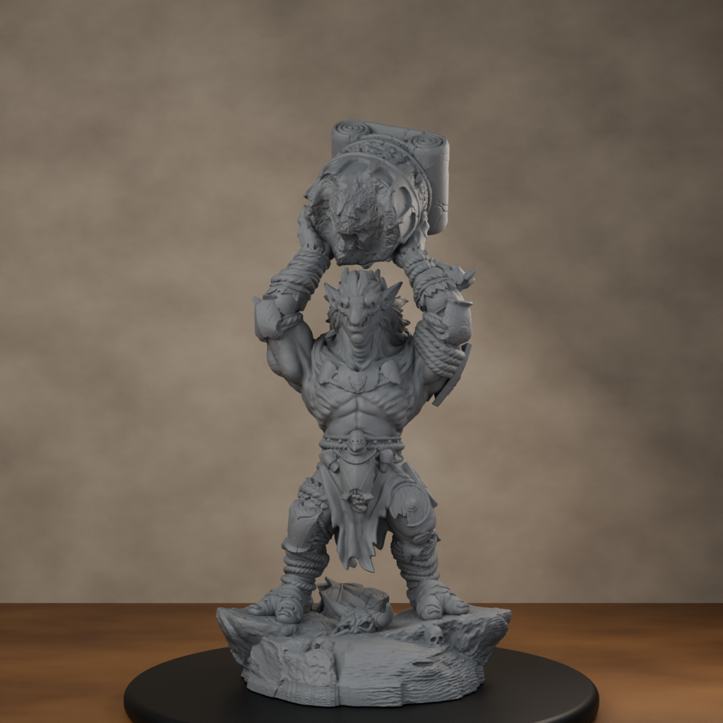Blackspring Troll Pose 04 - unpainted resin miniature digital render - low angle
