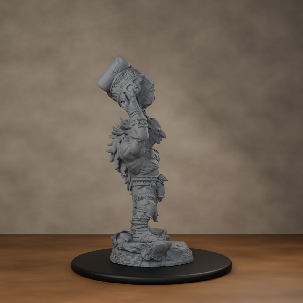 Blackspring Troll Pose 04 - unpainted resin miniature digital render - side right