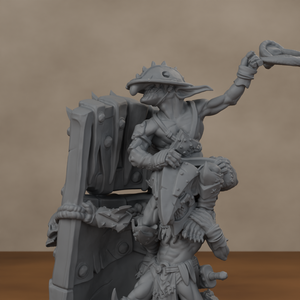 Blocknsock Chucks Pose 02 - unpainted resin miniature digital render - detail upper