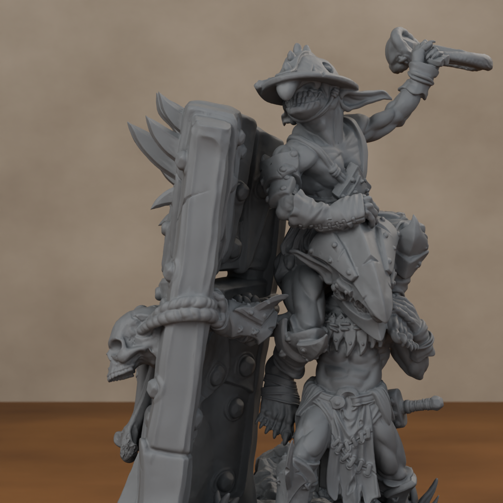 Blocknsock Chucks Pose 02 - unpainted resin miniature digital render - detail weapon