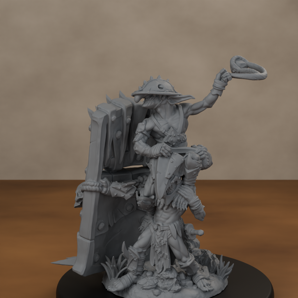 Blocknsock Chucks Pose 02 - unpainted resin miniature digital render - high angle
