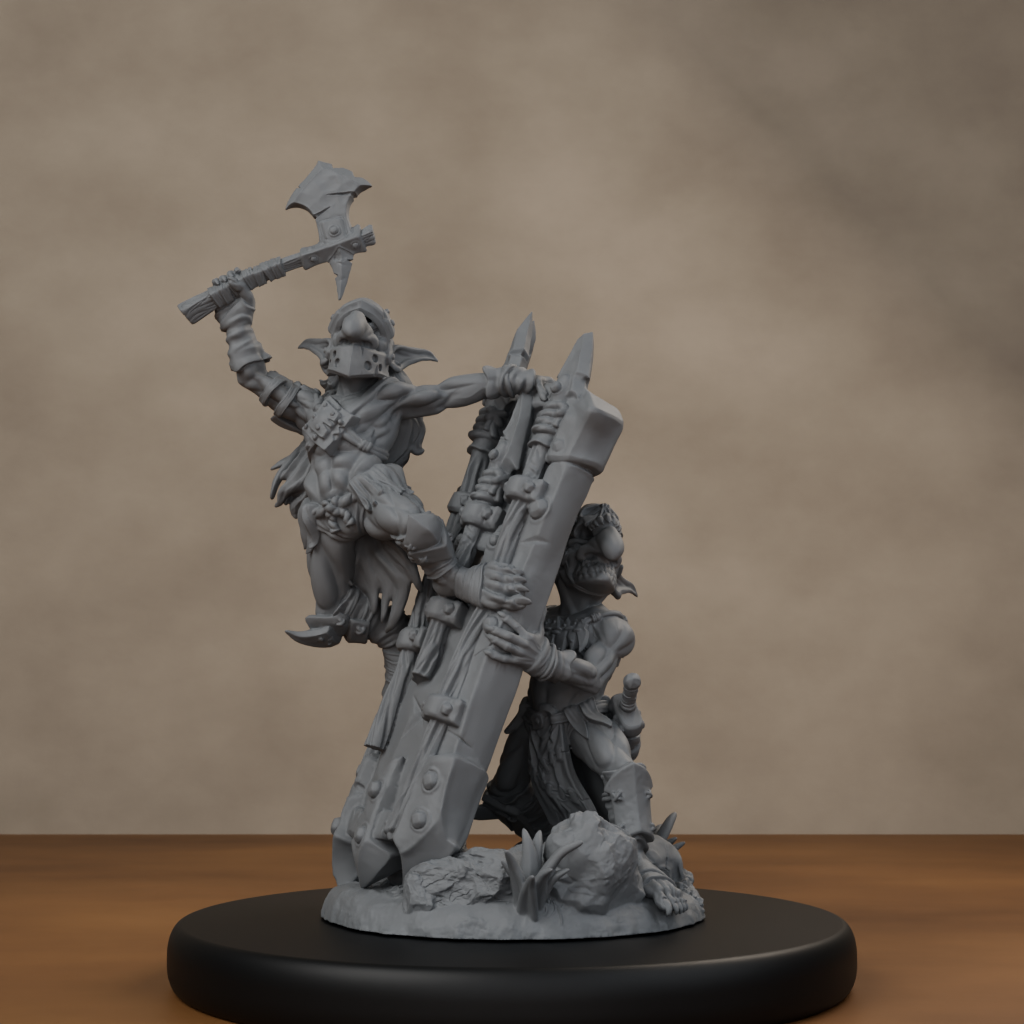 Blocknsock Chucks Pose 03 - unpainted resin miniature digital render - low angle