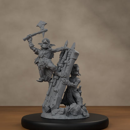 Blocknsock Chucks Pose 03 - unpainted resin miniature digital render - low angle