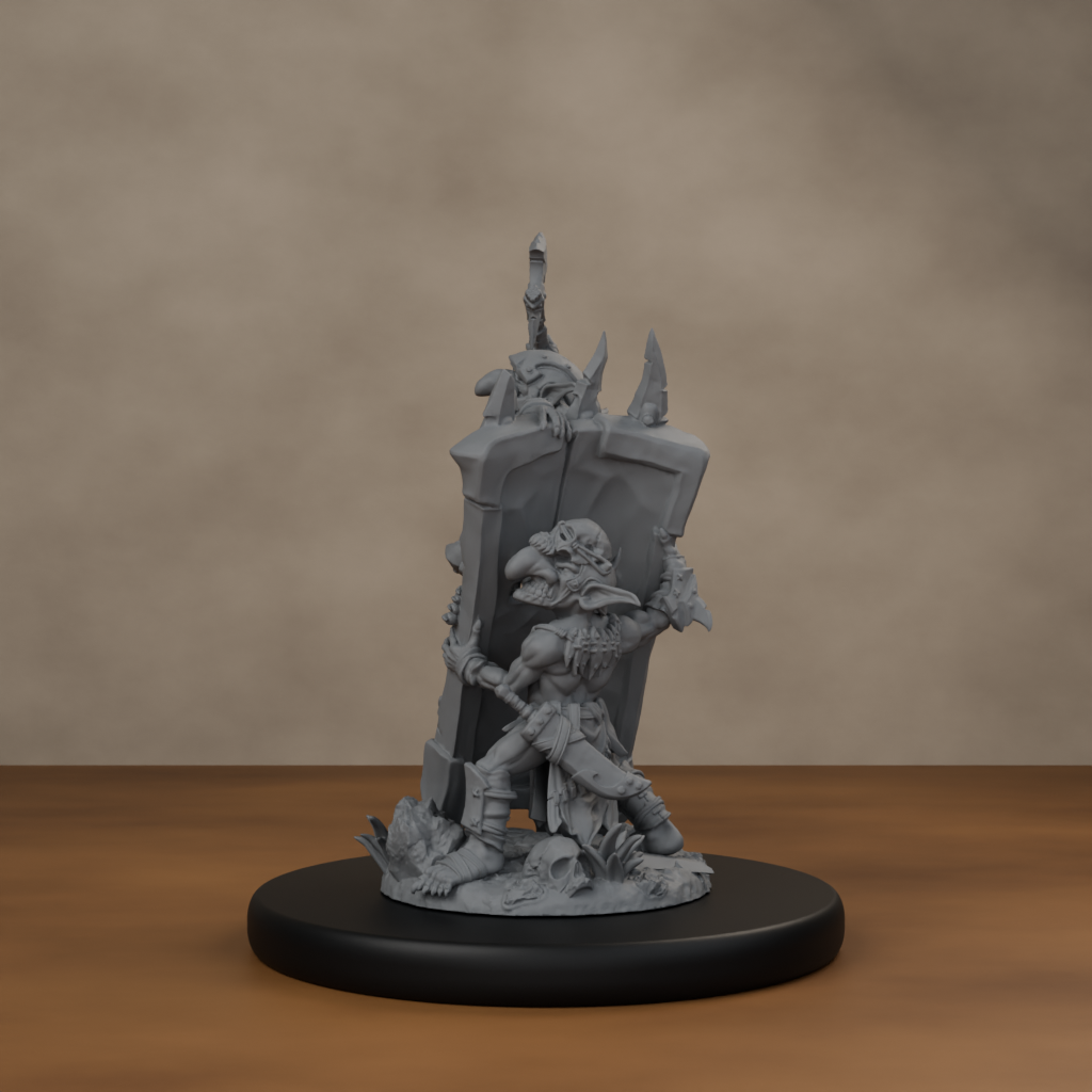 Blocknsock Chucks Pose 03 - unpainted resin miniature digital render - side left