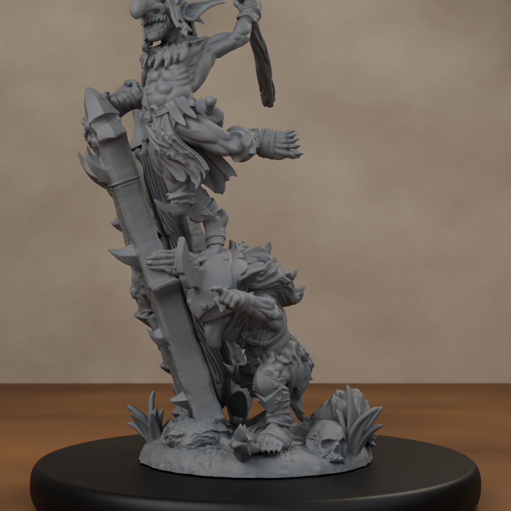 Blocknsock Chucks Pose 04 - unpainted resin miniature digital render - detail base