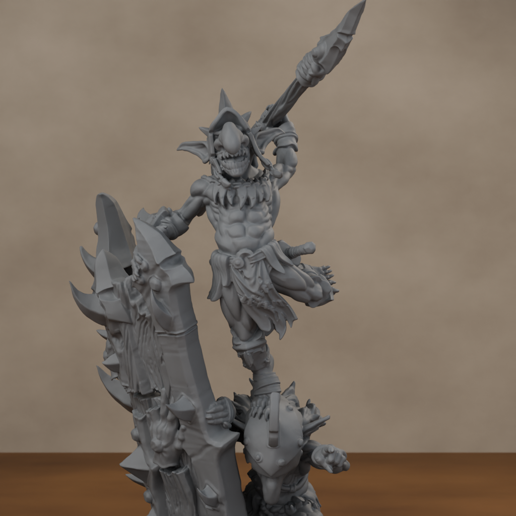 Blocknsock Chucks Pose 04 - unpainted resin miniature digital render - detail upper
