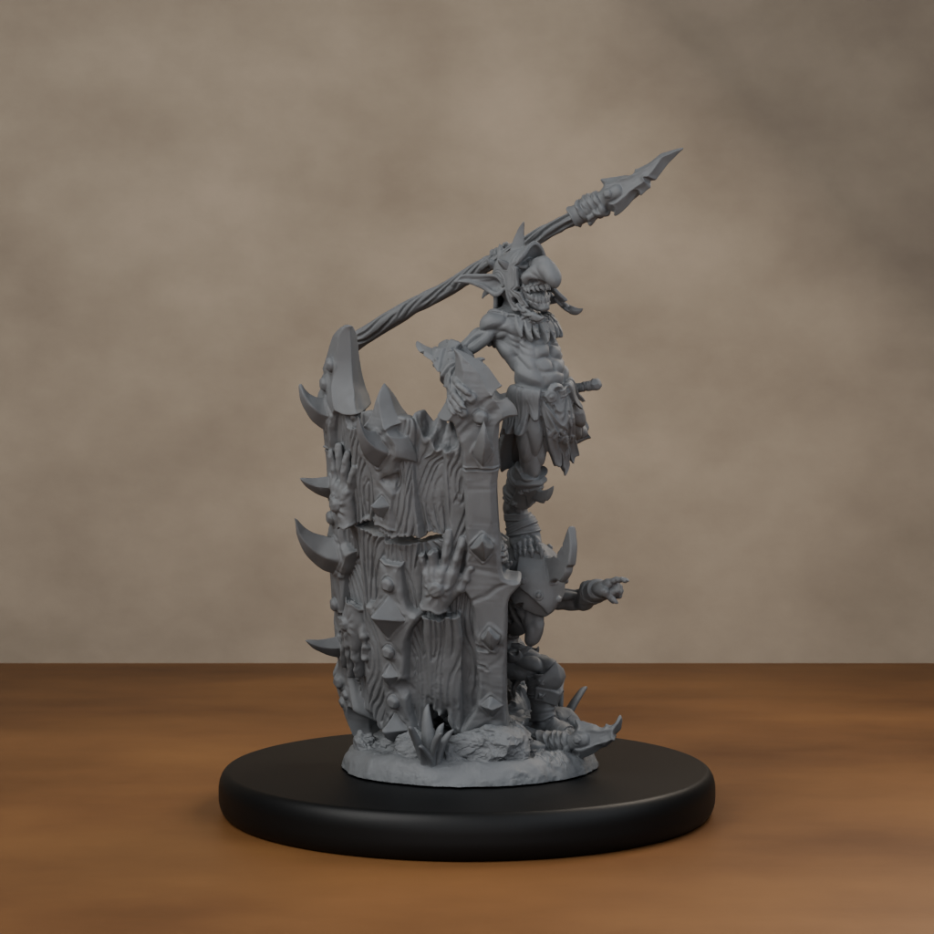 Blocknsock Chucks Pose 04 - unpainted resin miniature digital render - front right 3q