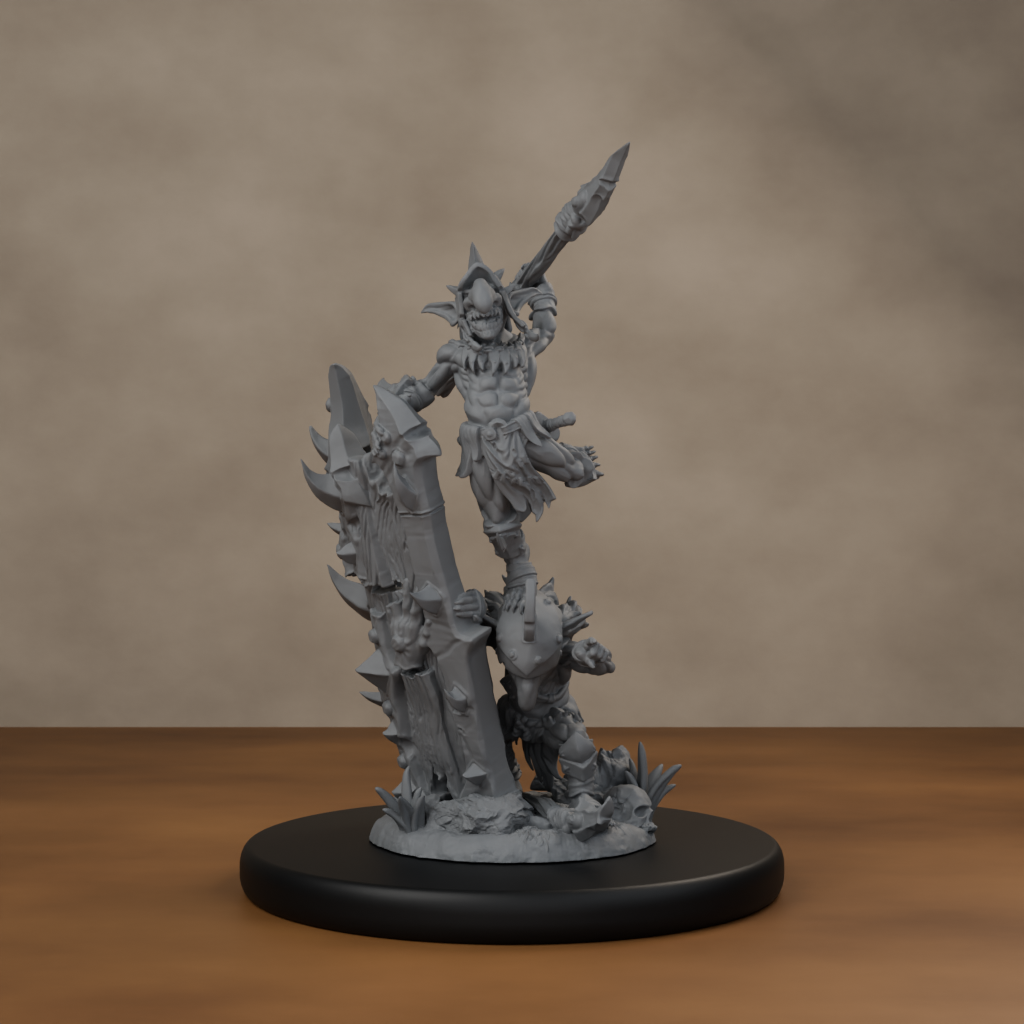 Blocknsock Chucks Pose 04 - unpainted resin miniature digital render - hero