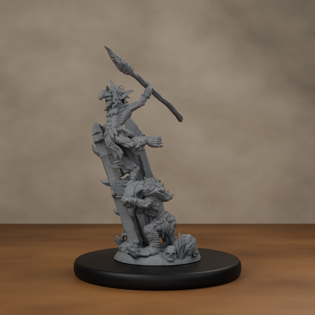 Blocknsock Chucks Pose 04 - unpainted resin miniature digital render - side