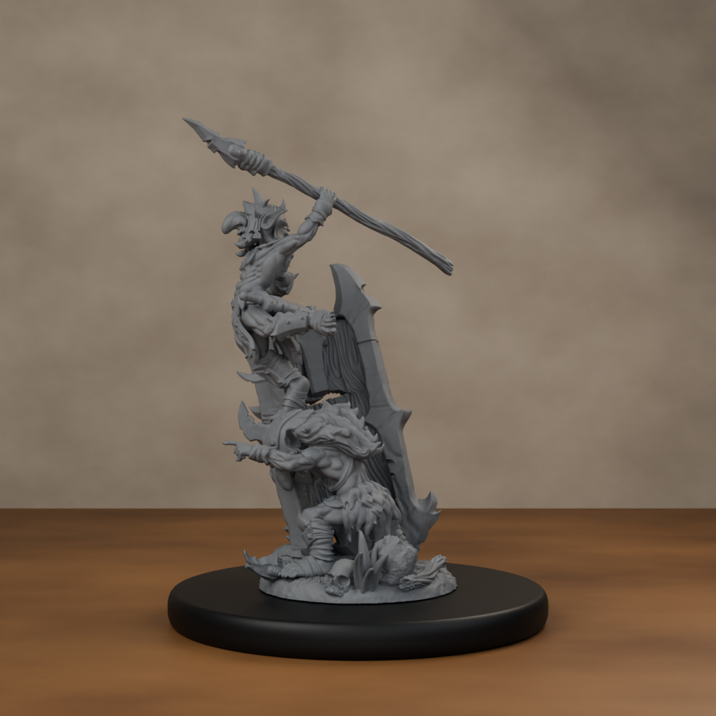Blocknsock Chucks Pose 04 - unpainted resin miniature digital render - side left