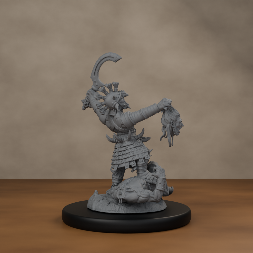 Boncesnagga - The Pit Fighter - unpainted resin miniature digital render - back right 3q