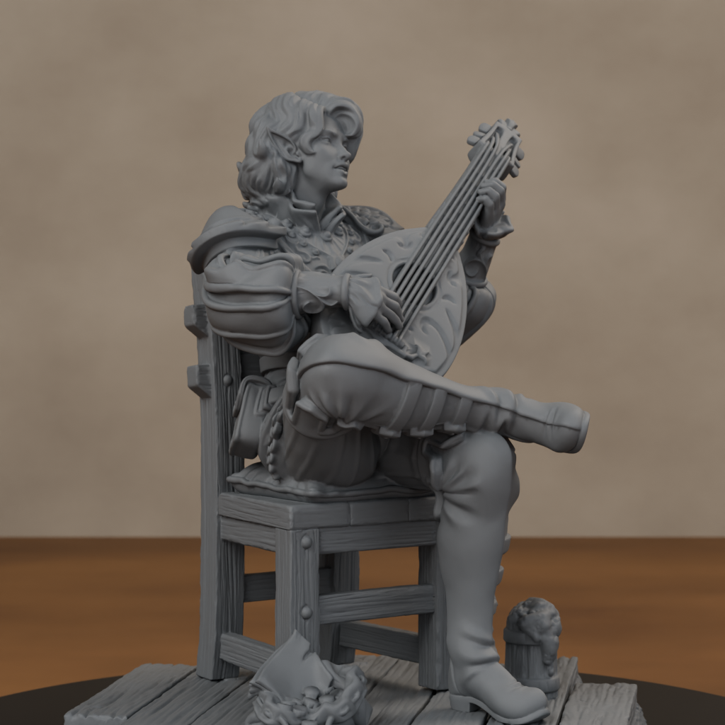 Lysandir Starwhisper - unpainted resin miniature digital render - detail weapon