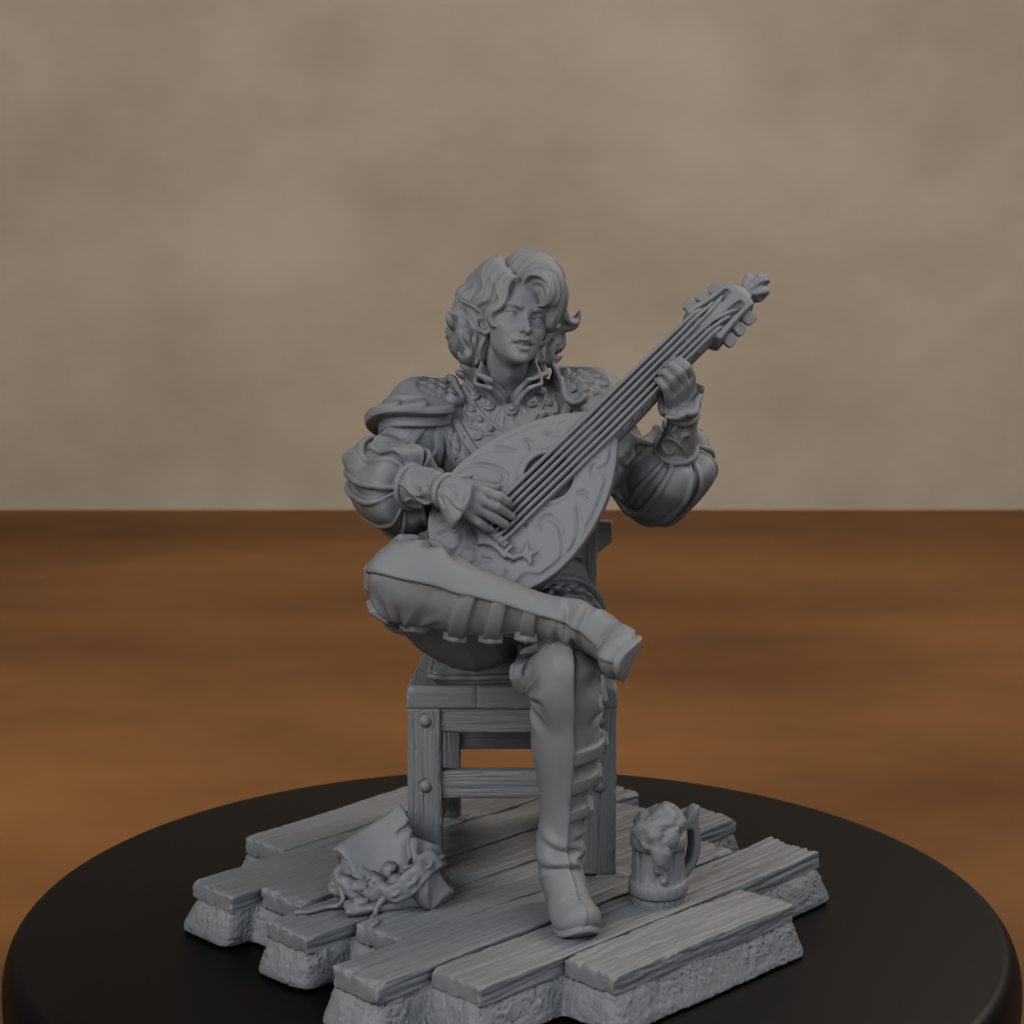 Lysandir Starwhisper - unpainted resin miniature digital render - high angle