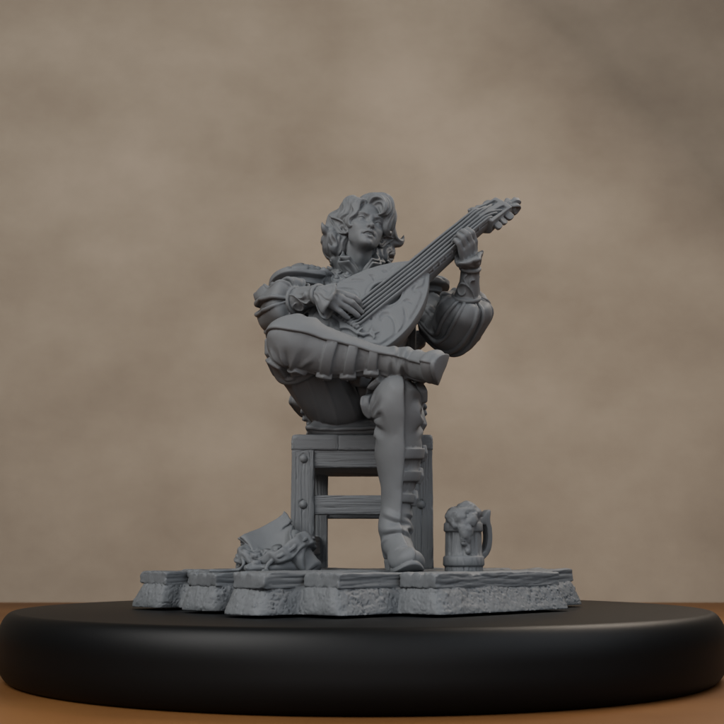 Lysandir Starwhisper - unpainted resin miniature digital render - low angle